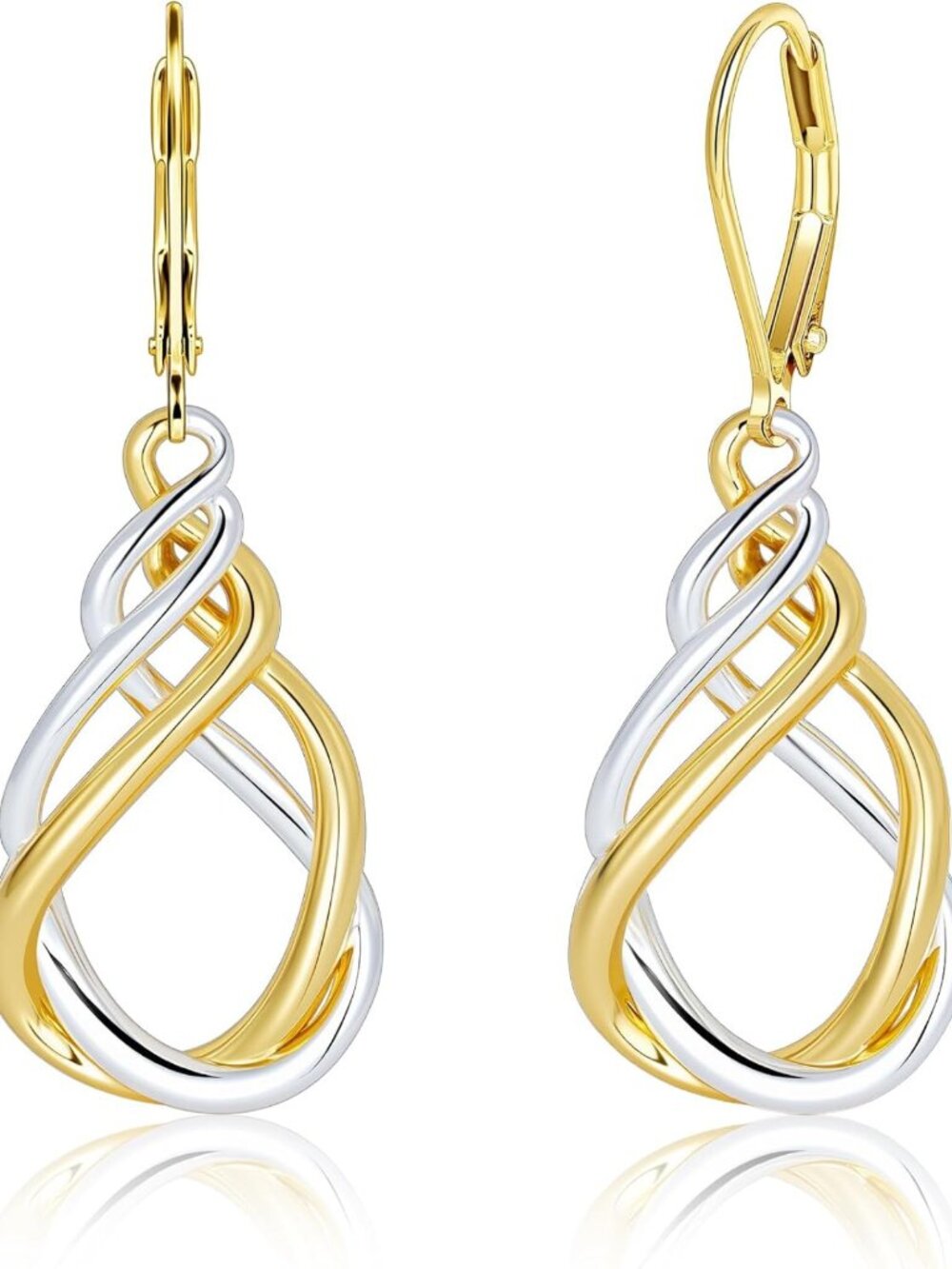 Stylish Two-Tone Twisted Dangle Earrings for Women - Gold & Silver Drop Jewelry